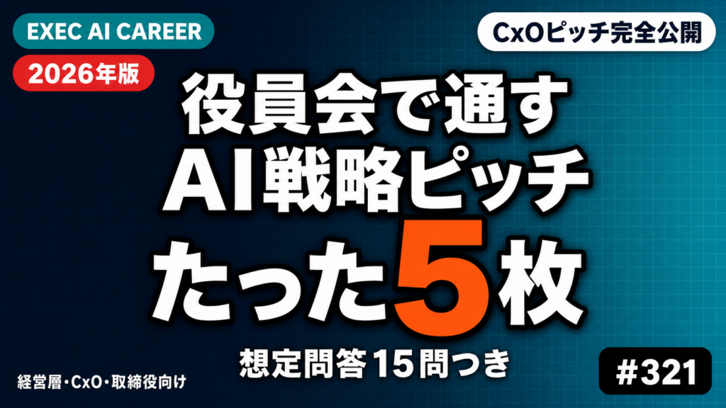 経営層が役員会でAI戦略を通すピッチテンプレ｜5枚スライド構成＆想定問答15問【2026】