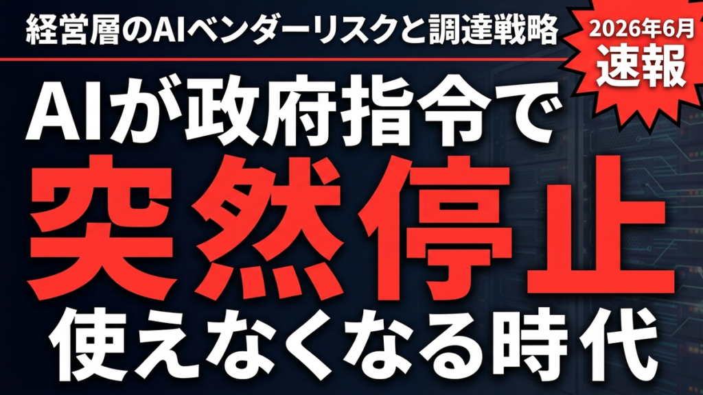 【2026年6月】AIモデルが政府指令で停止｜経営層のベンダーリスクと調達戦略